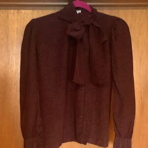 Vintage Saint Laurent Burgundy and Black Blouse